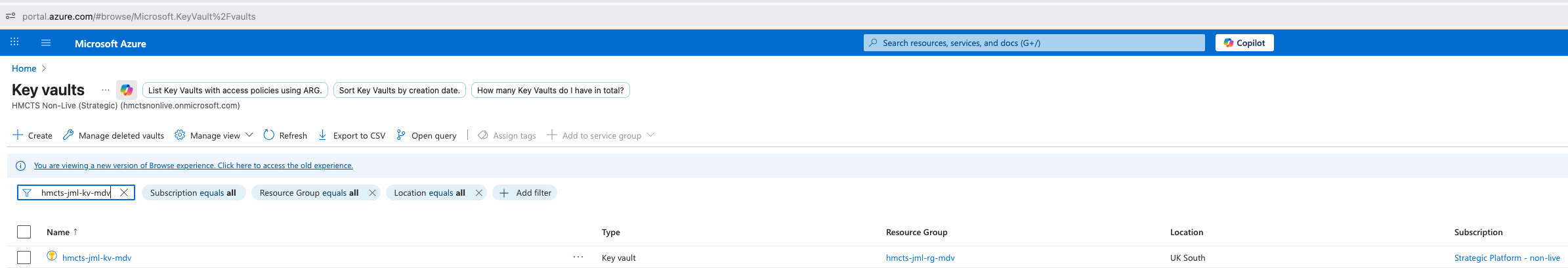 Azure Key Vault resource
