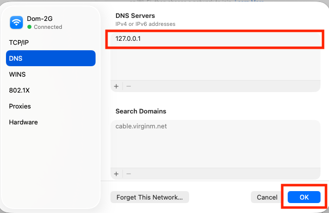 macOS Set local DNS