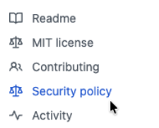 Github Security policy link showing in repository