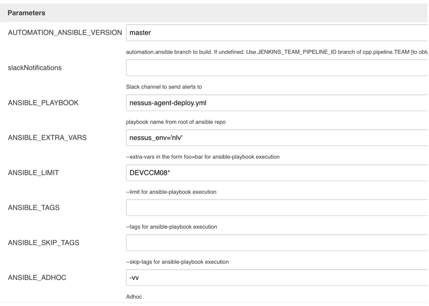 Jenkins Ansible Parameters