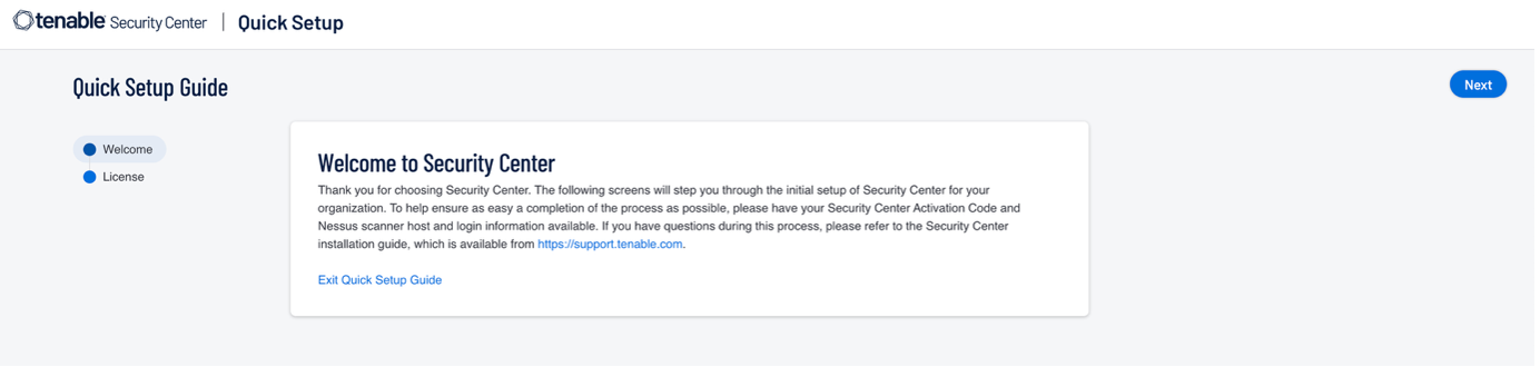 Tenable SC Initial Screen