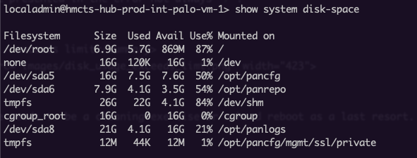 Disk usage result